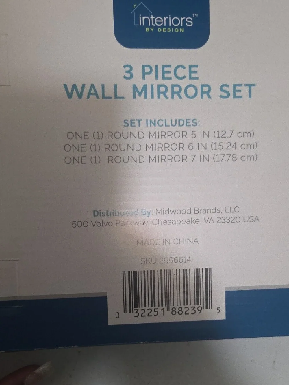 Interiors by Design 3-Piece Round Wall Mirror Set - White